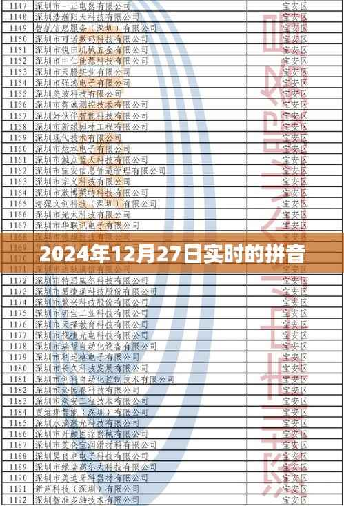 实时拼音查询,2024年12月27日实时拼音