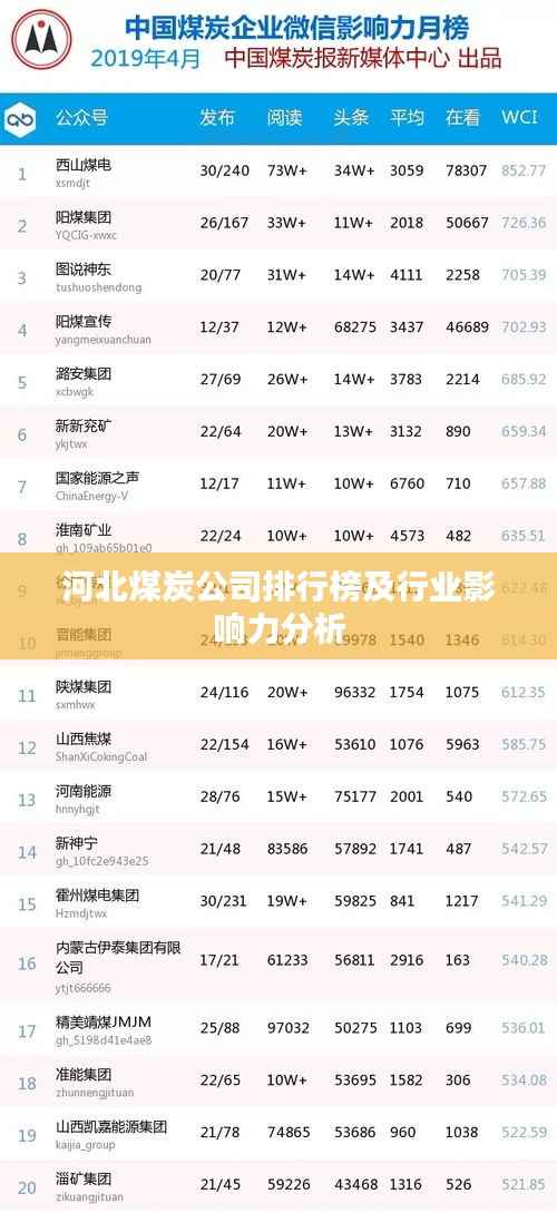 河北煤炭公司排行榜及行业影响力分析