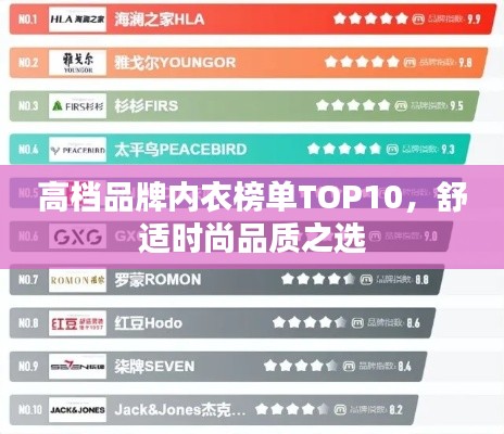 高档品牌内衣榜单TOP10,舒适时尚品质之选