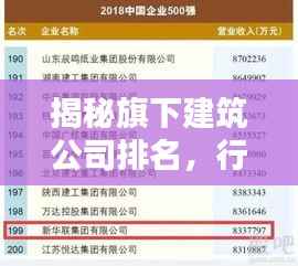 揭秘旗下建筑公司排名,行业领军者的实力与地位榜单